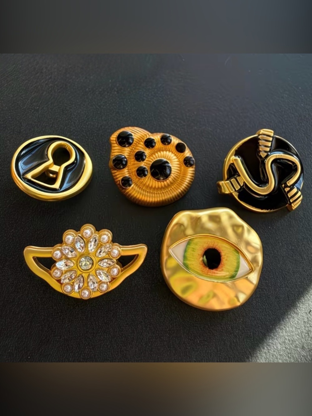 Schiaparelli Inspired Vintage Gold Decorative Buttons (5pcs)